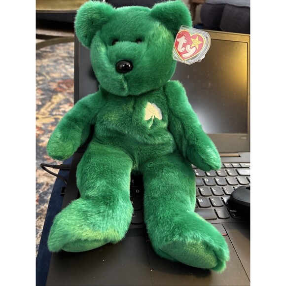 Vintage 1998 14" TY Beanie Baby Buddy ERIN The Green Irish Bear Shamrock St. Pat - Picture 3 of 9